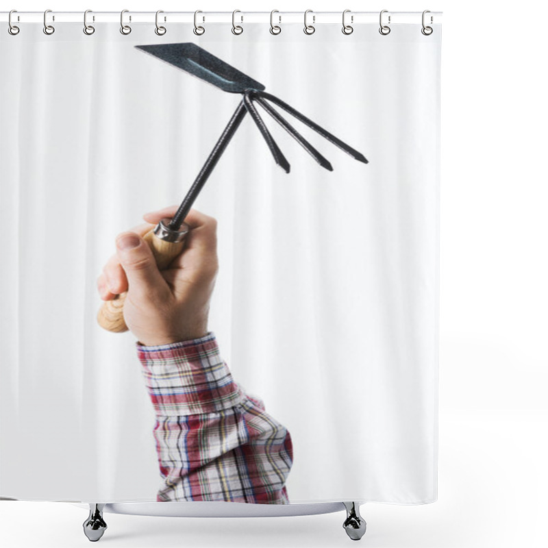 Personality  Hand Holding A Gardening Hoe Shower Curtains