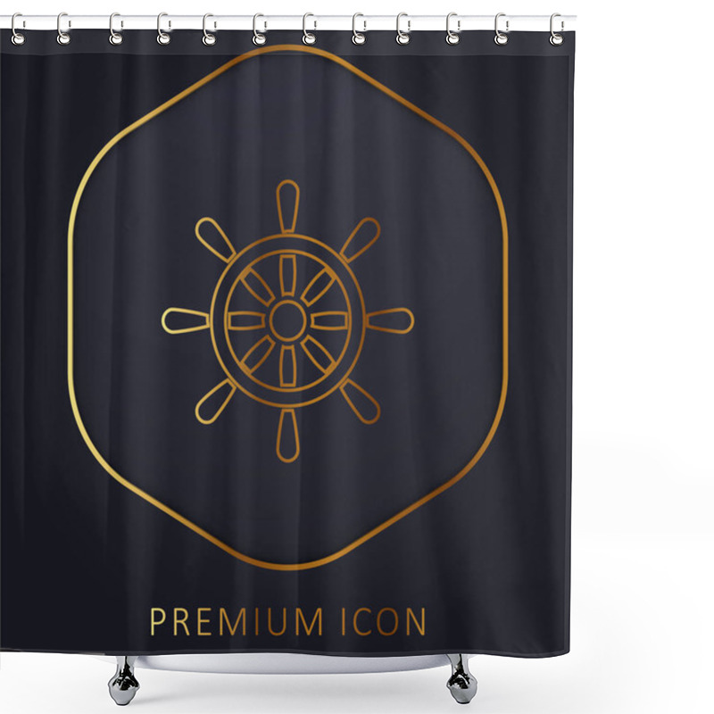 Personality  Boat Wheel Control Tool Golden Line Premium Logo Or Icon Shower Curtains