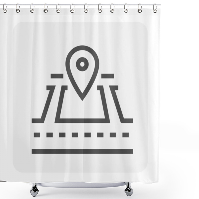 Personality  Land And Gps Pin Vector Icon. Consist Of Empty Area, Position Pin Point, Road And Location. Real Estate Or Property For Housing Subdivision, Development, Owned, Sale, Rent, Buy Or Investment. 48x48 Px Shower Curtains