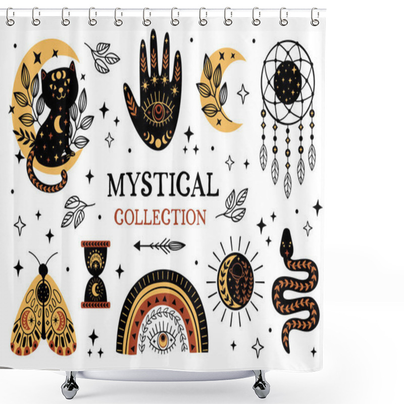 Personality  Set Of Isolated Mystical And Magic Elements Shower Curtains