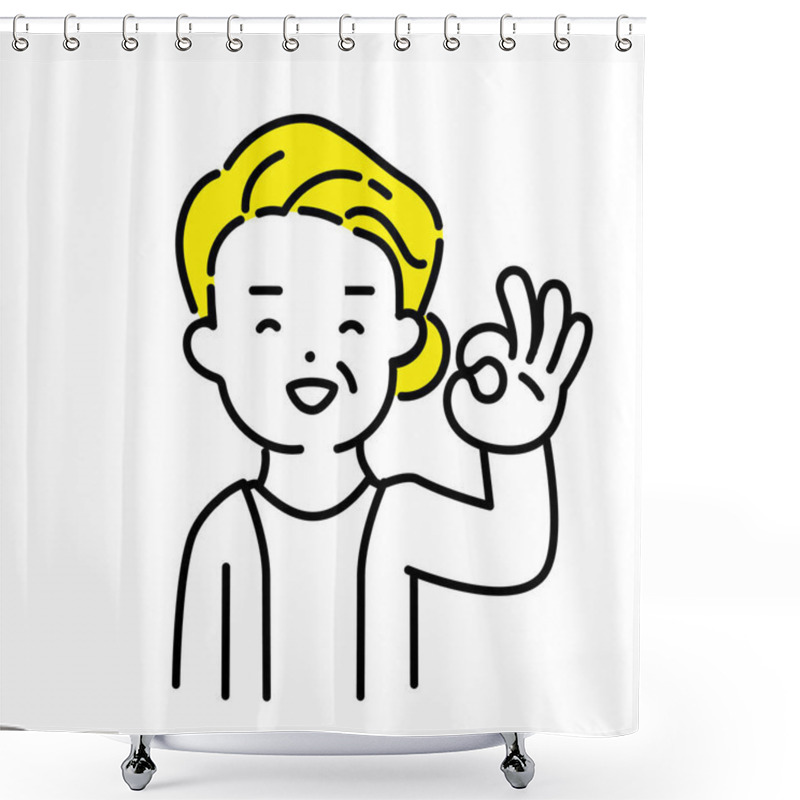 Personality  Illustration Series Of Cute Person _ Senior Women_ OK Sign Shower Curtains