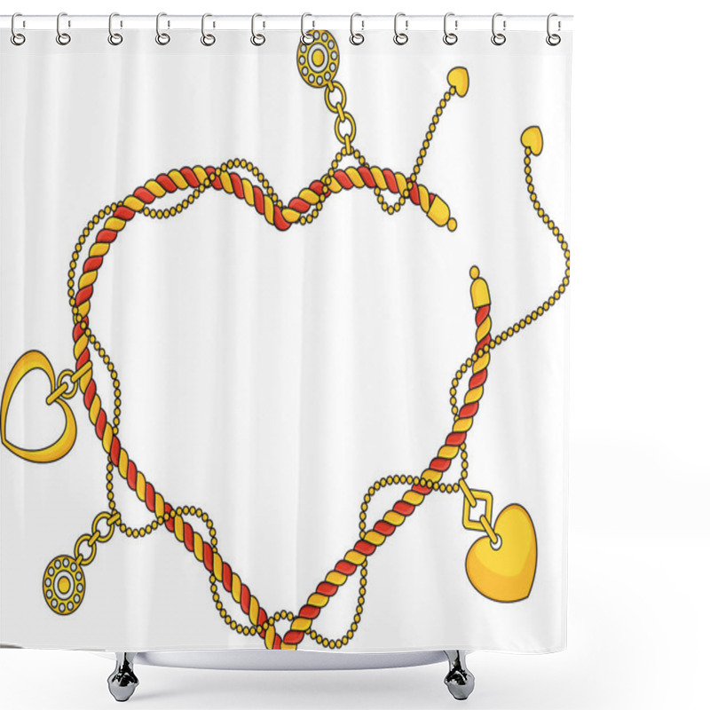 Personality  Heart Shape Frame As Trendy Braselet With Chains, Pendants, Straps And Ropes Shower Curtains