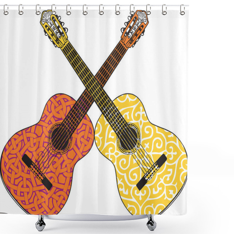 Personality  Abstract Guitar Illustration Shower Curtains