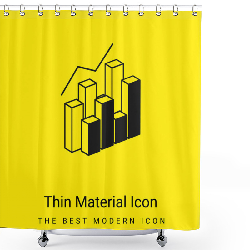 Personality  3d Data Analytics Dual Bars Graphic Minimal Bright Yellow Material Icon Shower Curtains