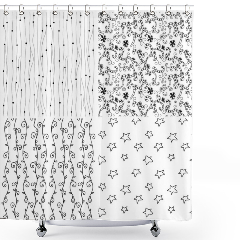 Personality  Abstract Hand Drawn Seamless Background Patterns Shower Curtains