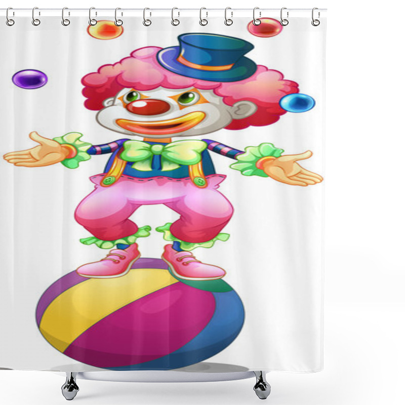 Personality  A Clown Juggling Above The Ball Shower Curtains