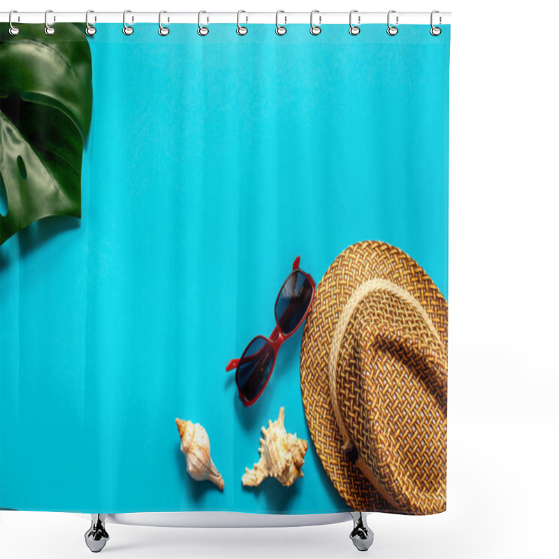 Personality  Sun Hat Glasses And Shells Shower Curtains