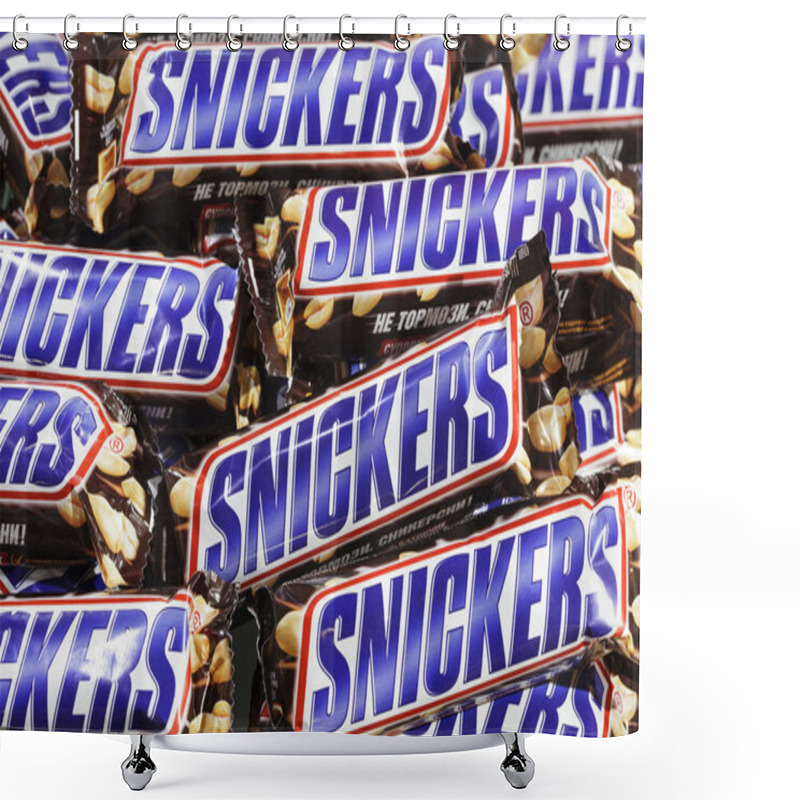 Personality  Closeup Of Many Snickers Chocolate Bars Shower Curtains