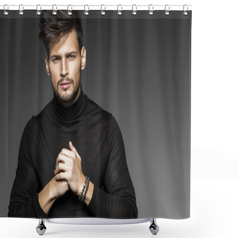 Personality  Handsome Sexy Male Model Posing Shower Curtains