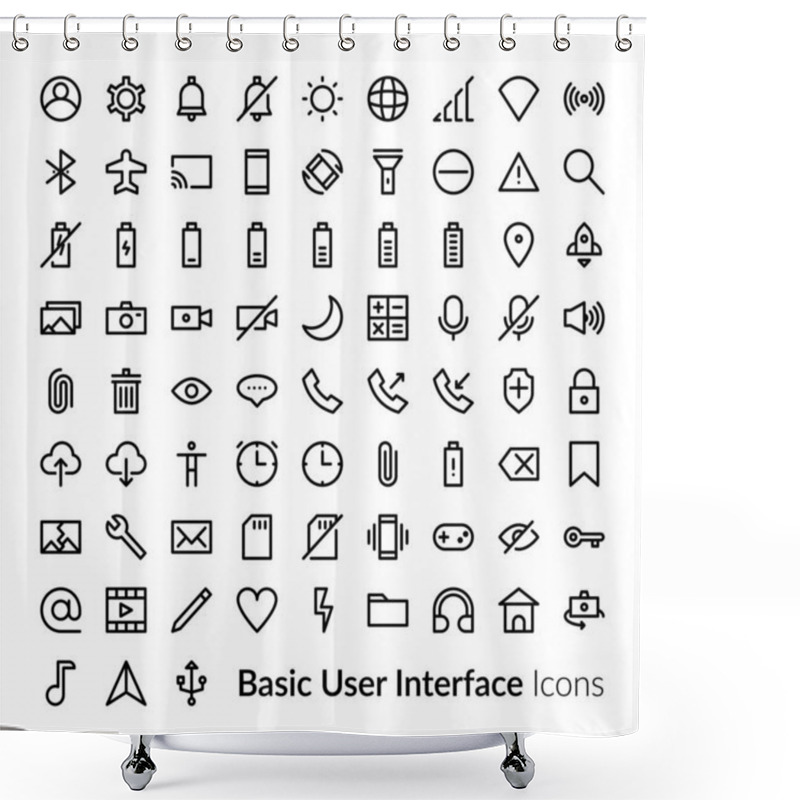 Personality  Line User Interface Icons. Outline Basic UI Icon Set Shower Curtains