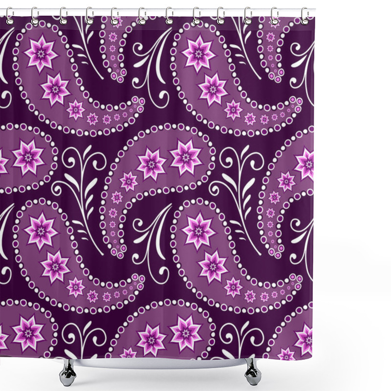 Personality  Seamless Violet Floral Pattern With Paisleys And Flowers(vector) Shower Curtains