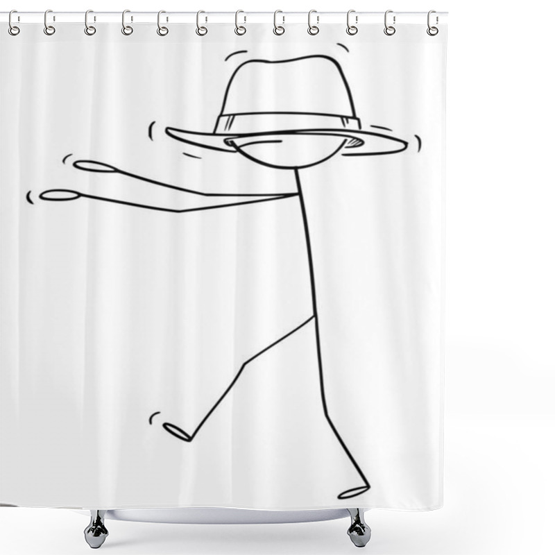 Personality  Vector Cartoon Illustration Of Man Or Businessman Walking Blind Because His Hat Is Too Big For Him Shower Curtains