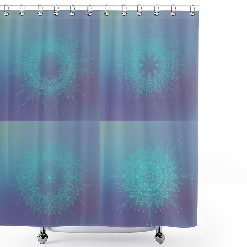 Personality  Set Of Geometric Abstract Form With Connected Lines And Dots. Vector Illustration Shower Curtains