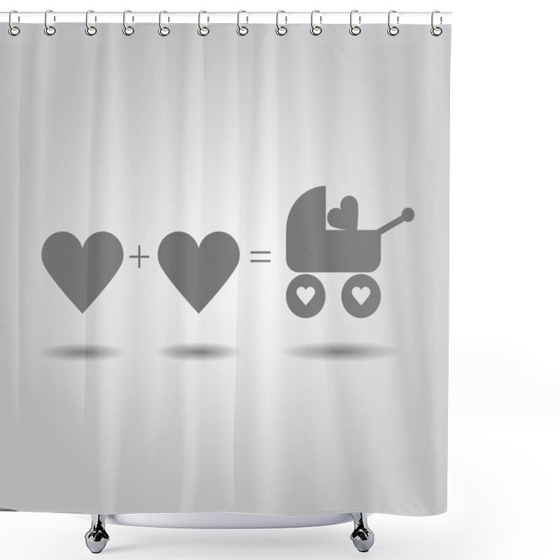 Personality  Family Love Heart - Two Heart Parents And Baby Love In The Stroller Shower Curtains