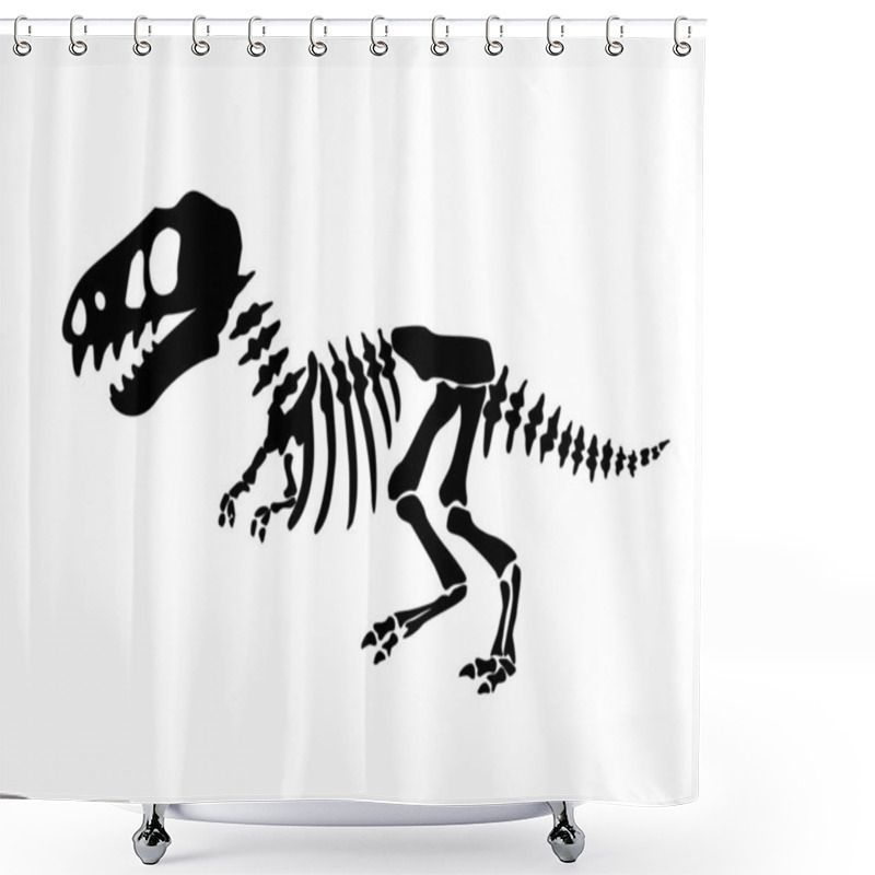 Personality  Dinosaur Skeleton. Vector Silhouette Of A Dinosaur Skeleton. Print For T-shirts, Textiles, Wrapping Papers, Webb. Drawn Vector Illustration Shower Curtains