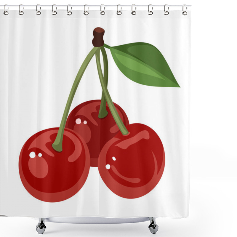 Personality  Three Cherries. Vector Illustration. Shower Curtains