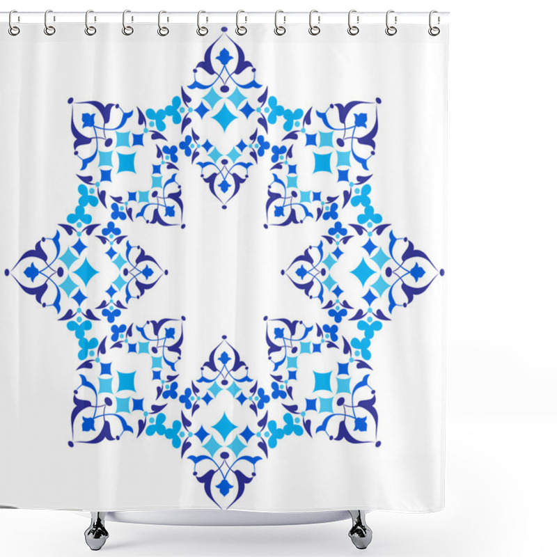 Personality  Ottoman Motifs Blue Design Series Of Fifty Five Version Shower Curtains