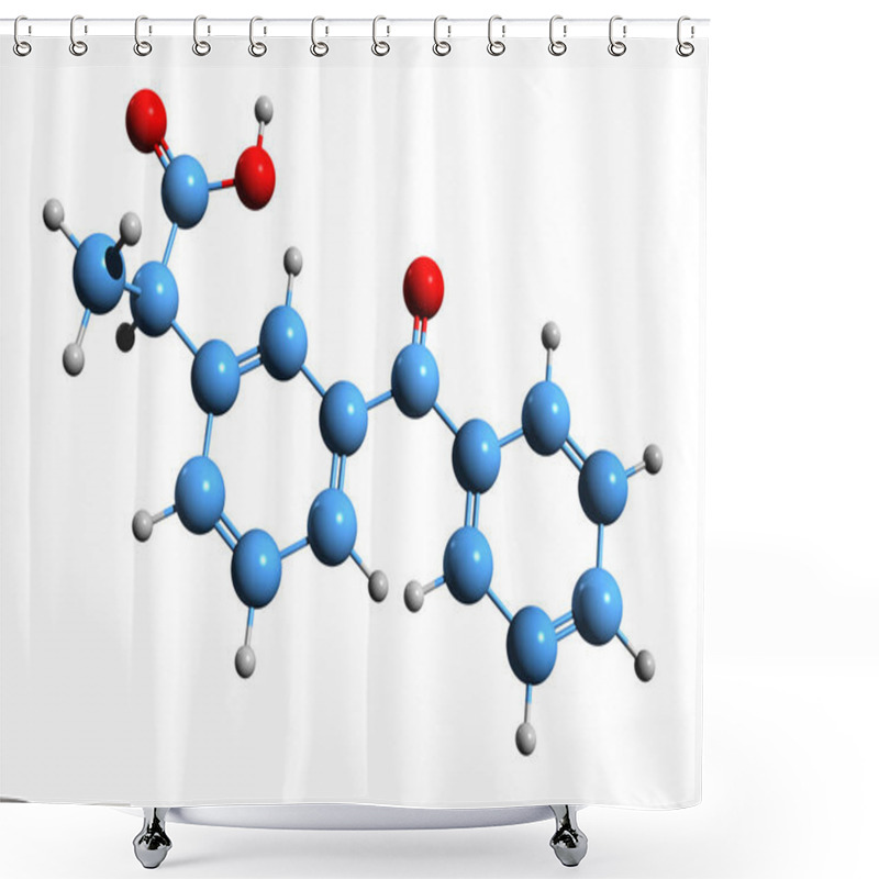 Personality  3D Image Of Ketoprofen Skeletal Formula - Molecular Chemical Structure Of NSAID Isolated On White Background Shower Curtains