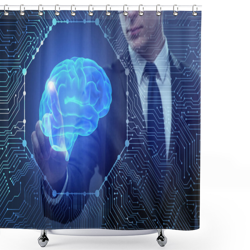 Personality  Businessman In Artificial Intelligence Concept Shower Curtains