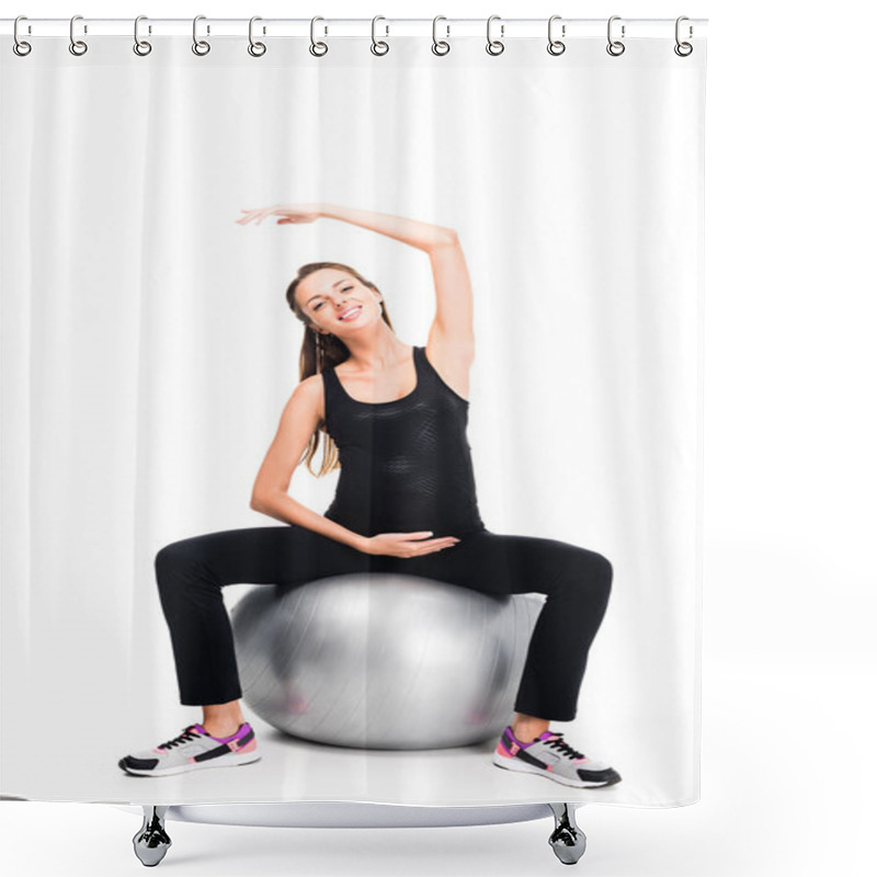 Personality  Pregnant Woman Exercising On Fitness Ball Shower Curtains