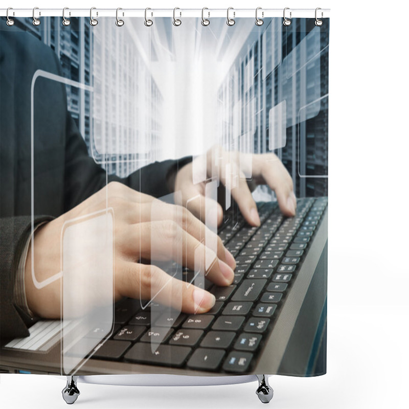 Personality  Male Hands Typing On A Laptop Shower Curtains