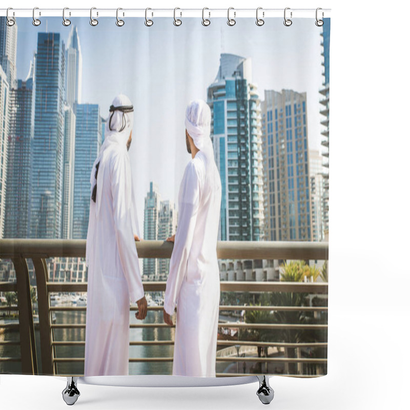 Personality  Two Men With Kandora In Dubai Shower Curtains