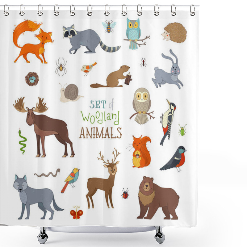 Personality  Set Of Woodland Animals Shower Curtains