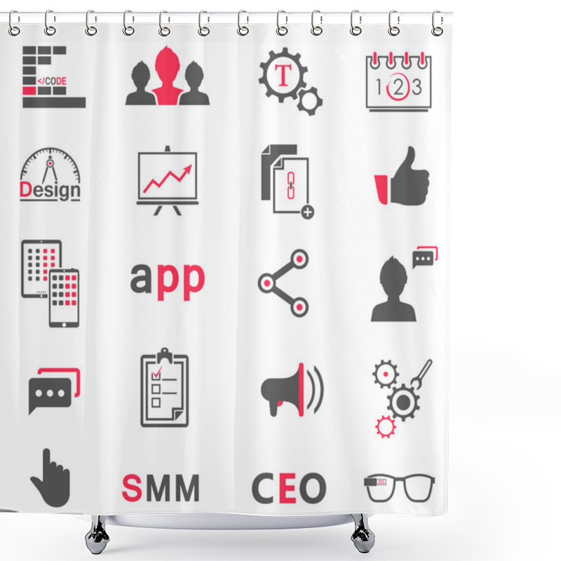 Personality  Set Of Modern Icons App, Seo, Smm Shower Curtains