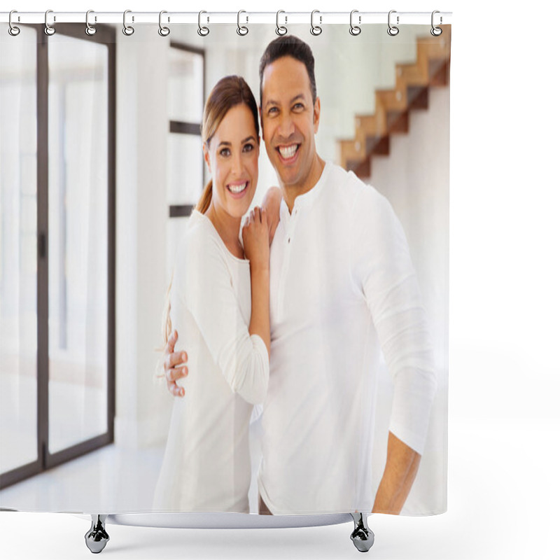 Personality  Mid Age Couple In House Shower Curtains