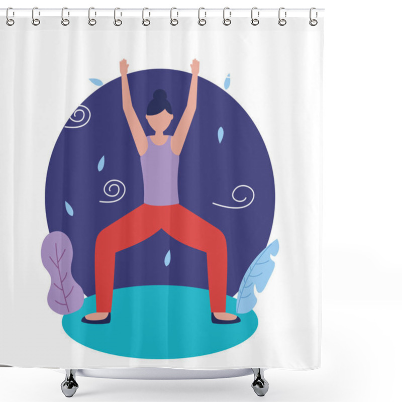 Personality  Girl Doing Yoga Pose Vector Design Shower Curtains