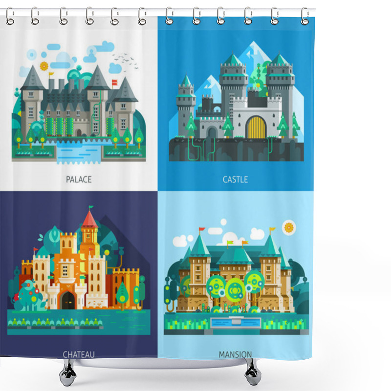 Personality  Medieval Castles Set Shower Curtains