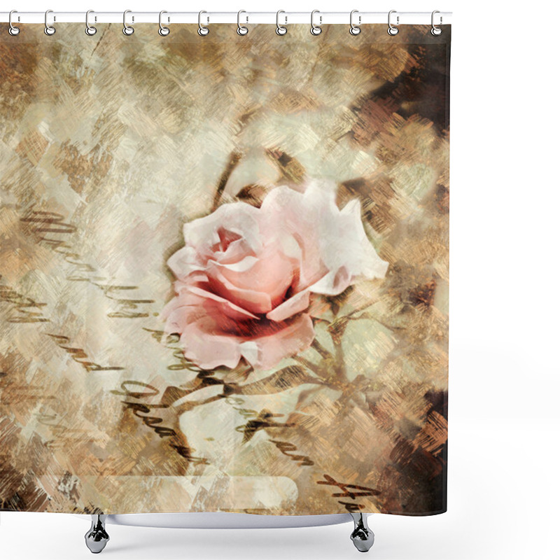 Personality  Painted Rose Bud Background Shower Curtains