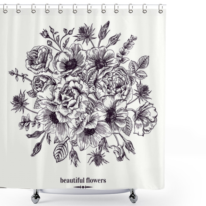 Personality   Card With A Bouquet Of Flowers  Shower Curtains