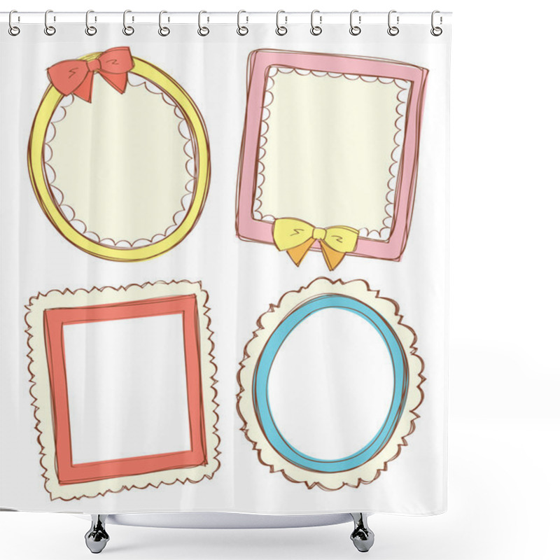 Personality  Set Of Cute Frame In Doodle Style Shower Curtains