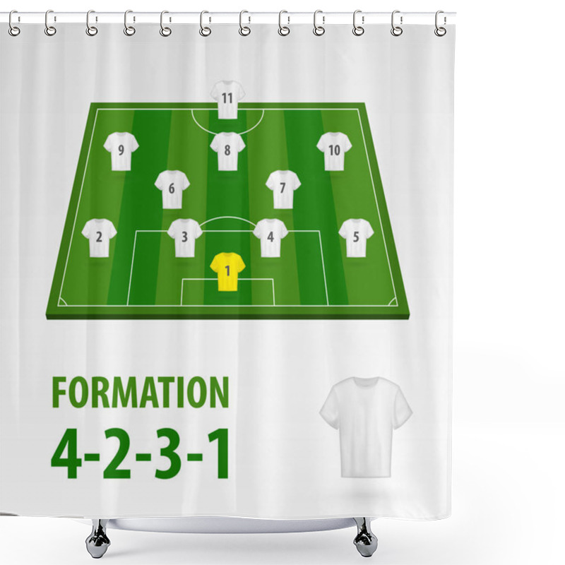 Personality  Football Players Lineups, Formation 4-2-3-1. Soccer Half Stadium Shower Curtains