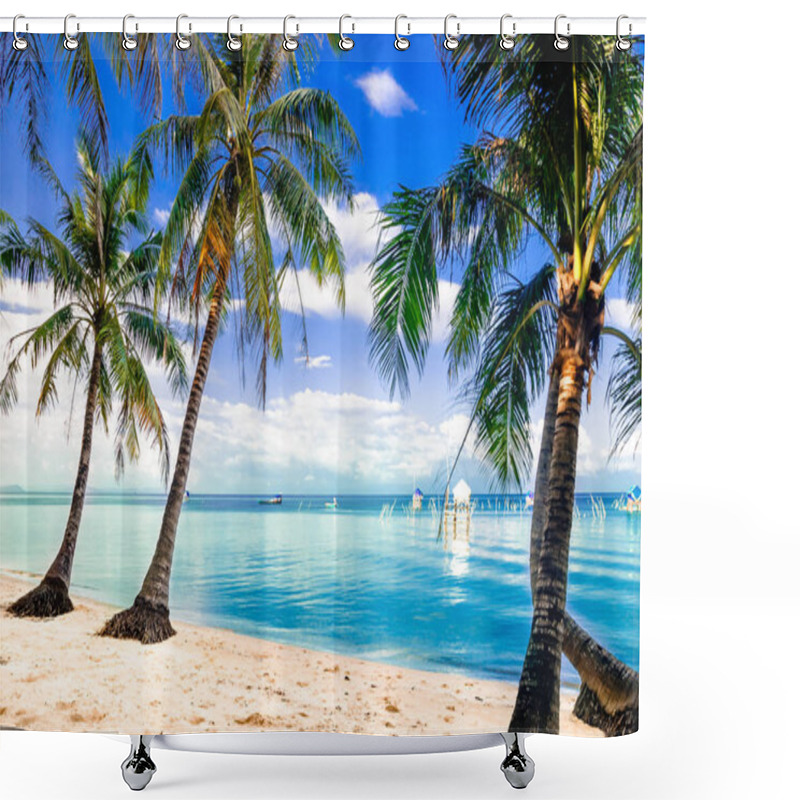 Personality  Turquoise Palm Beach By Phu Quoc Island In Vietnam Shower Curtains