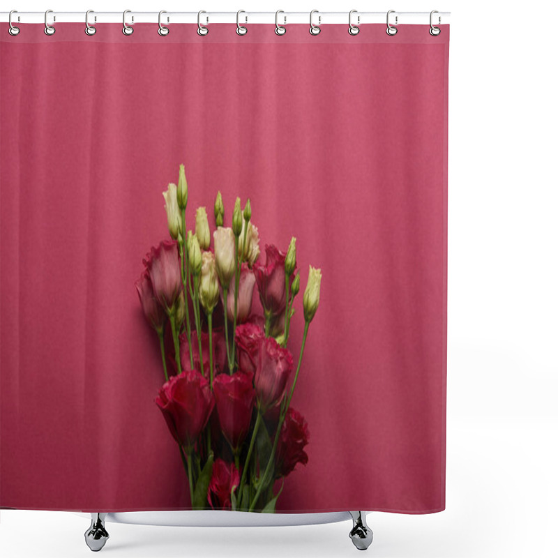 Personality  Bouquet Of White And Pink Flowers On Ruby Background  Shower Curtains