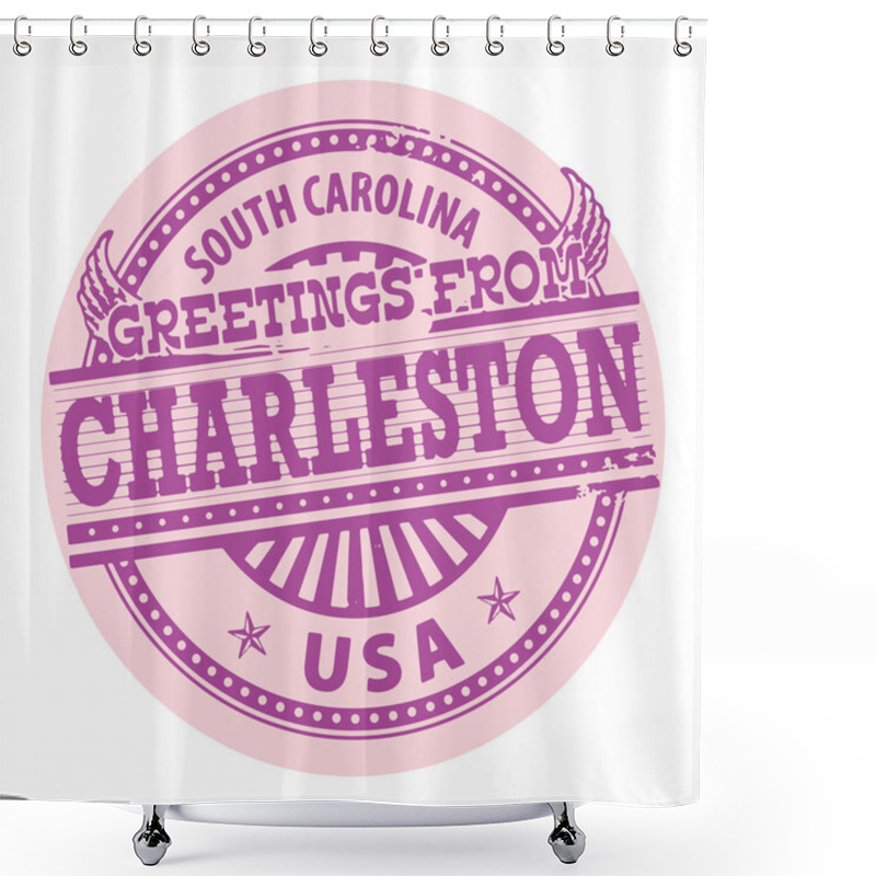 Personality  Greetings From Charleston, South Carolina Stamp Shower Curtains