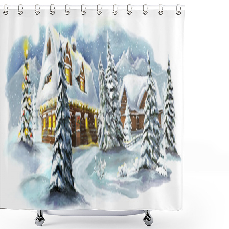 Personality  Christmas Fairy Tale Village Shower Curtains