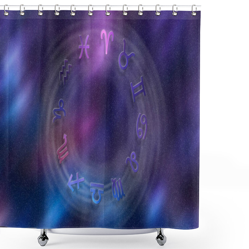 Personality  Astrology Wheel, Horoscope Signs, Stars Night Sky Shower Curtains