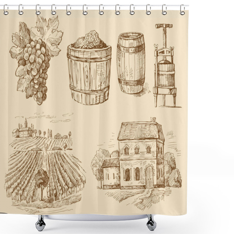 Personality  Vineyard-original Hand Drawn Collection Shower Curtains