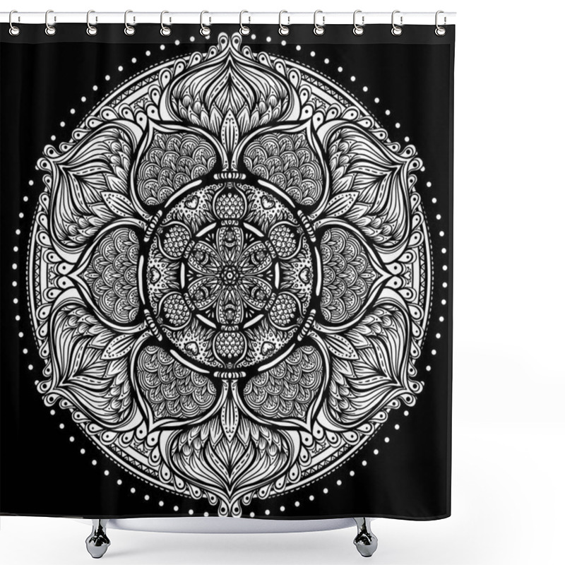 Personality  Vector Ornamental Mandala Inspired Ethnic Art, Patterned Indian  Shower Curtains