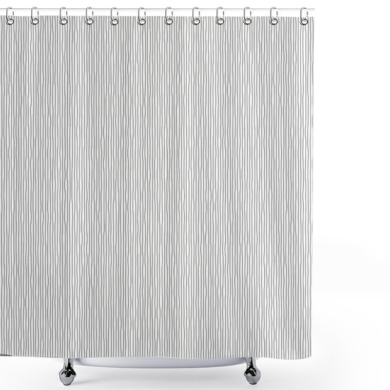 Personality  Vibrating Black Vertical Lines On White Background Shower Curtains