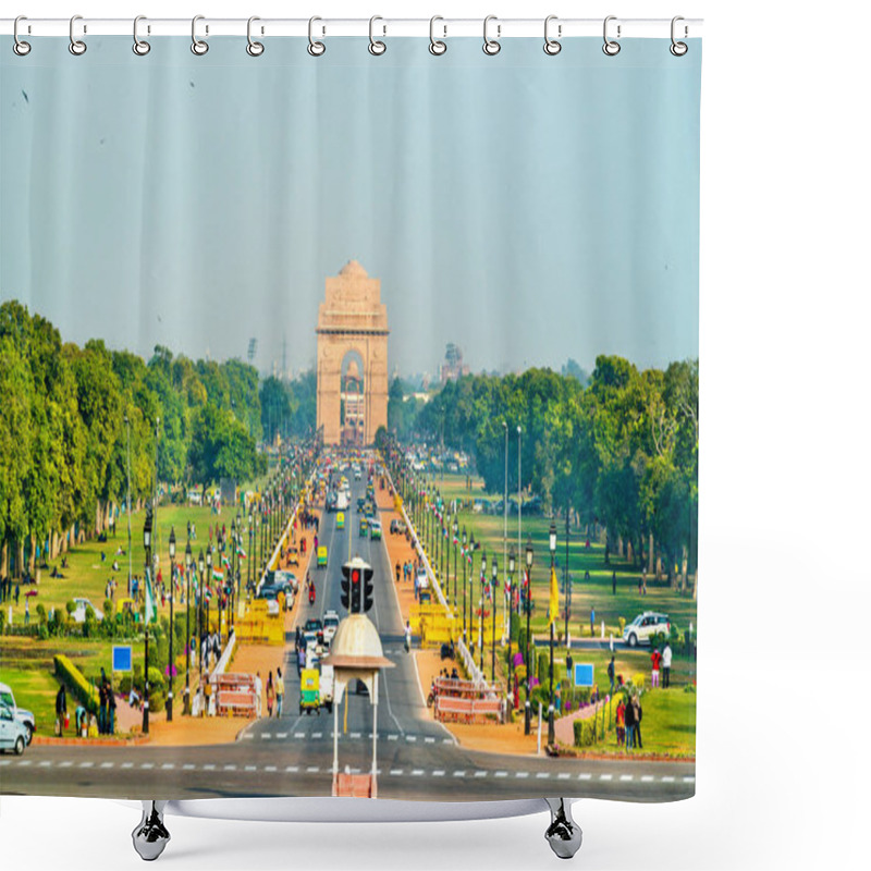 Personality  View Of Rajpath Ceremonial Boulevard From The Secretariat Building Towards The India Gate. New Delhi Shower Curtains