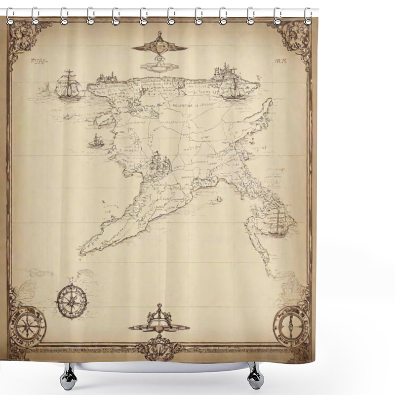 Personality  Map Of The Old - Fashioned World. Shower Curtains