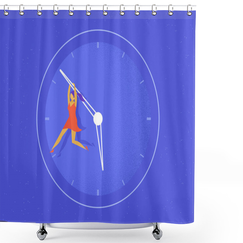 Personality  Woman Hangs On The Big Arrow Of The Life Watch Shower Curtains