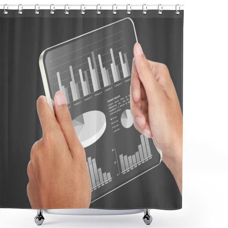 Personality  Business Chart Financial Concept On Transparent Screen Tablet Pc Shower Curtains