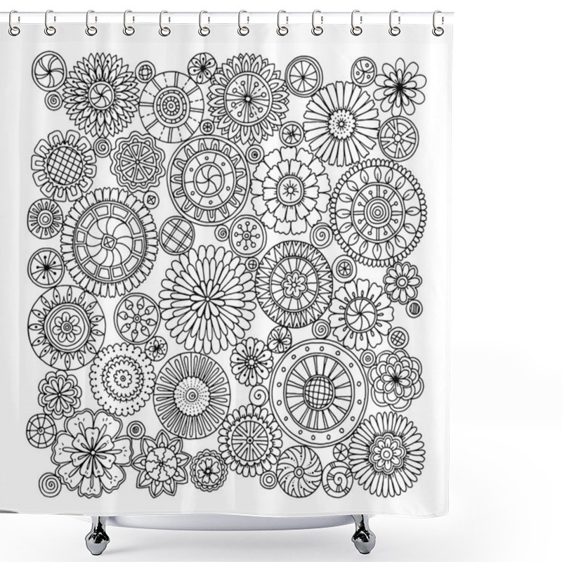 Personality  Ethnic Floral Zentangle, Doodle Background Pattern Circle In Vector. Shower Curtains