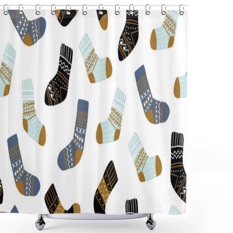 Personality  Seamless Pattern With Collection Of Hygge Socks Shower Curtains