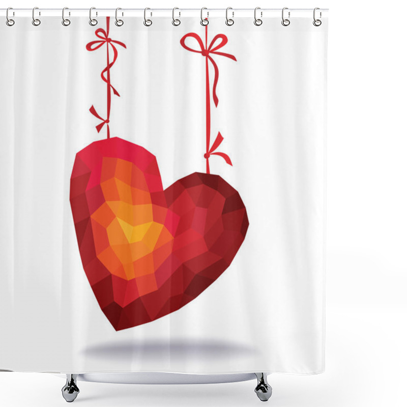 Personality  Abstract Triangles - Polygons Red Heart Shower Curtains